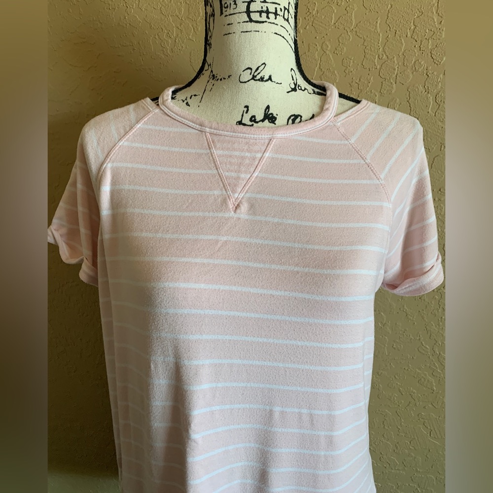 Calvin Klein Soft Pink & White Short Sleeve Top